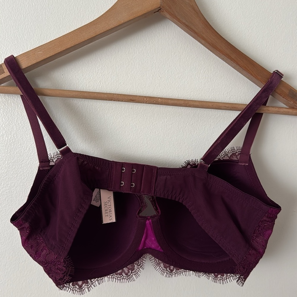 NWT Victoria Secret Elegant Lace Underwire Bra - Purple 34D - Picture 5 of 6